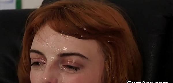  Wicked bombshell gets jizz shot on her face swallowing all the cream